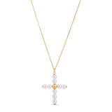 14k Yellow Gold Pearl Cross Pendant RCJ