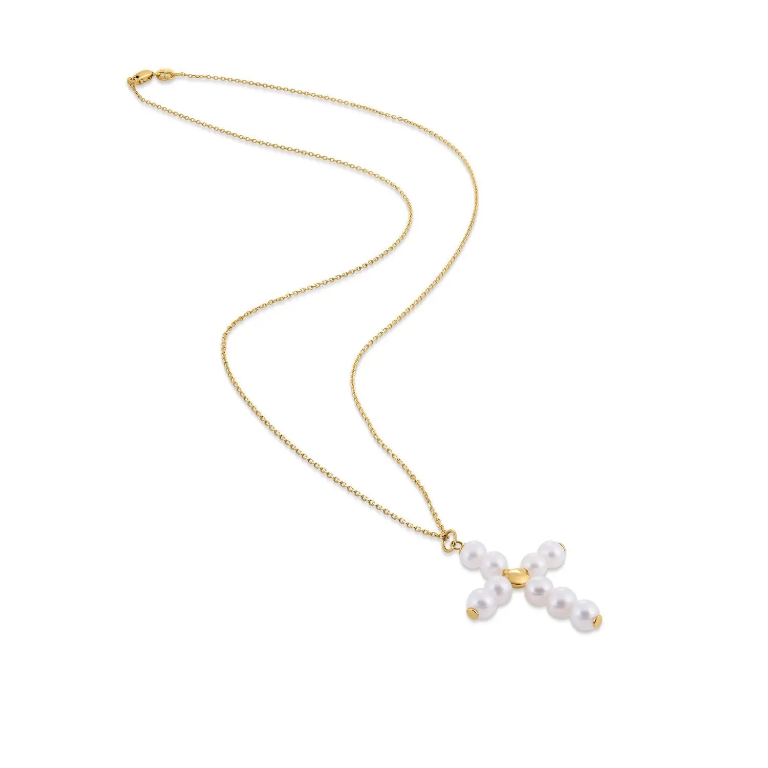 14k Yellow Gold Pearl Cross Pendant RCJ