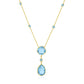 14k Yellow Gold Necklace with Pear-Shaped and Cushion Blue Topaz Briolettes RCJ