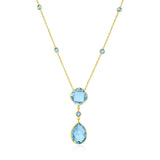 14k Yellow Gold Necklace with Pear-Shaped and Cushion Blue Topaz Briolettes RCJ