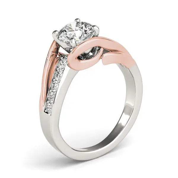 14k White And Rose Gold Bypass Shank Diamond Engagement Ring (1 1/8 cttw)Monde Trend