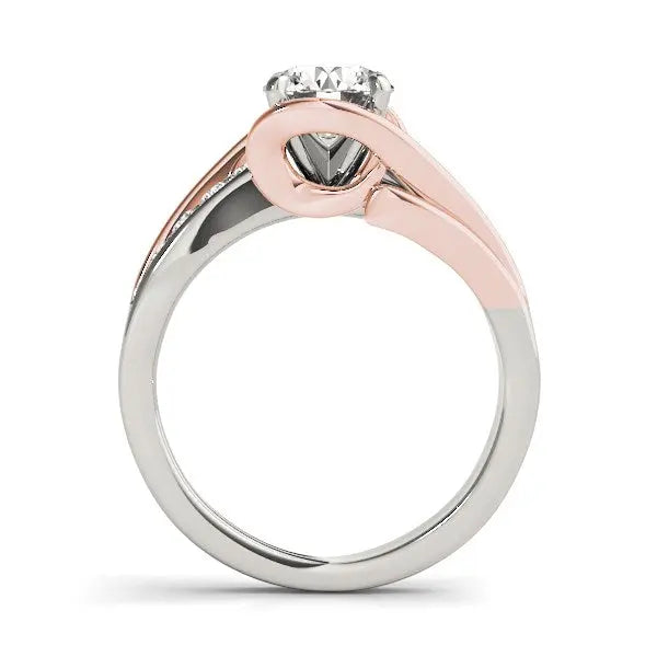 14k White And Rose Gold Bypass Shank Diamond Engagement Ring (1 1/8 cttw)Monde Trend