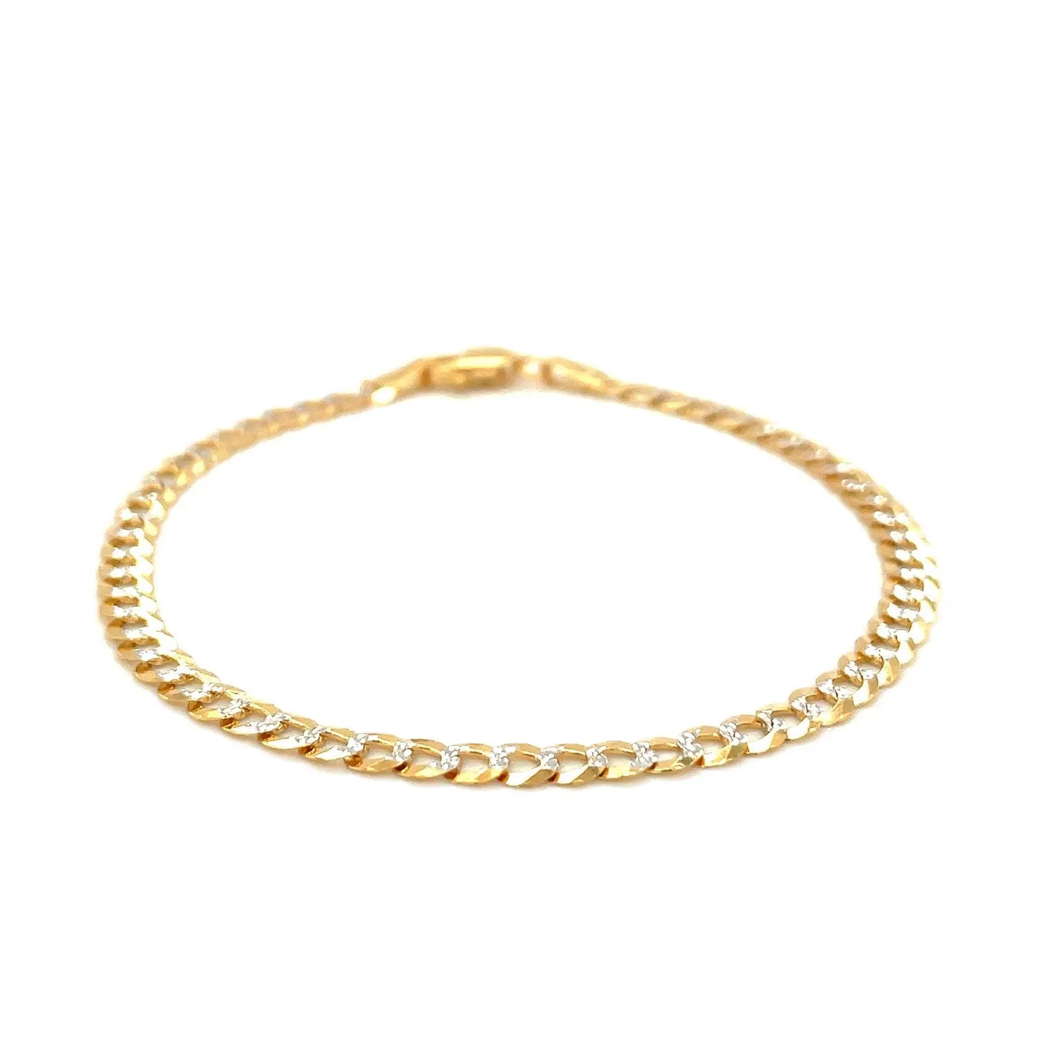 14k Two Tone Gold Pave Curb Bracelet (3.60 mm)Monde Trend