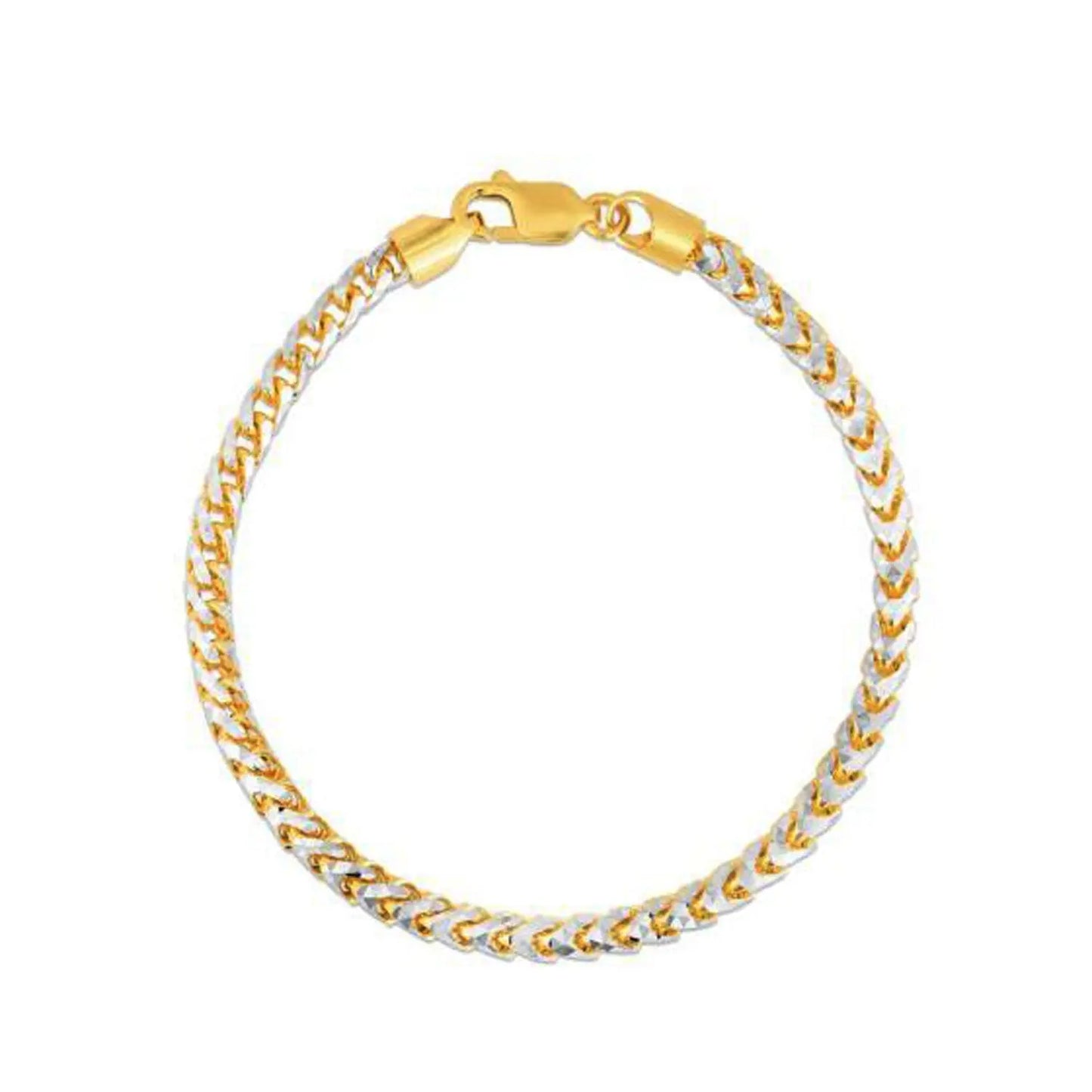 Round Pave Franco Chain Bracelet in 14k Yellow Gold  (4.00 mm) RCJ