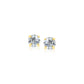 14k Yellow Gold Stud Earrings with White Hue Faceted Cubic Zirconia(3mm) RCJ