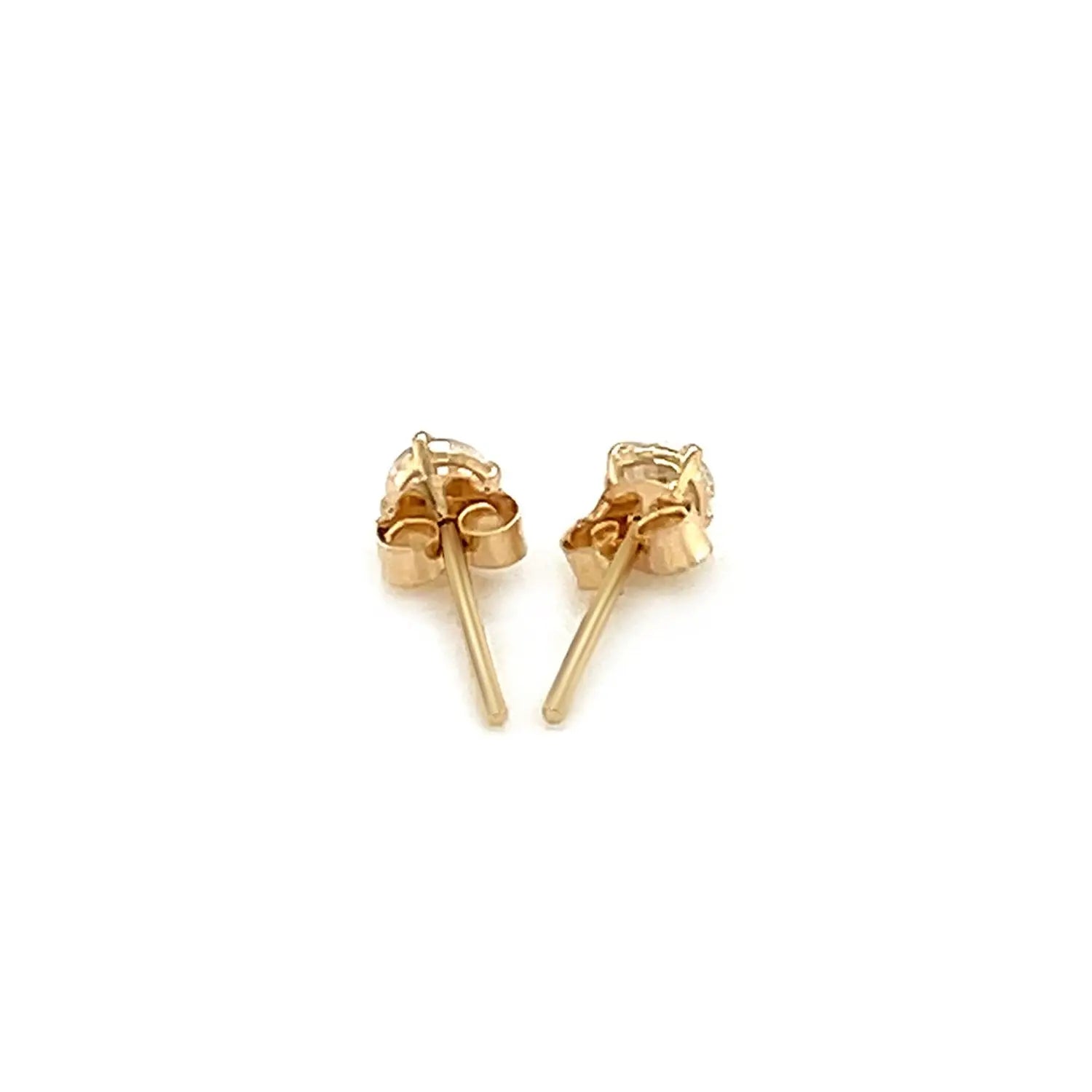 14k Yellow Gold Stud Earrings with White Hue Faceted Cubic Zirconia(3mm) RCJ