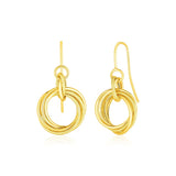 14k Yellow Gold Earrings with Interlocking Circle Dangles RCJ