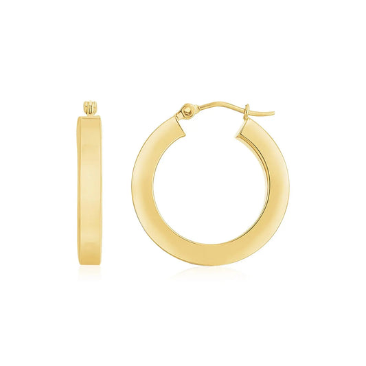 14K Yellow Gold Square Tube Hoop Earrings(3x20mm) RCJ