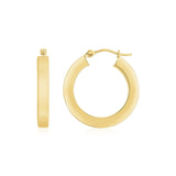 14K Yellow Gold Square Tube Hoop Earrings(3x20mm) RCJ