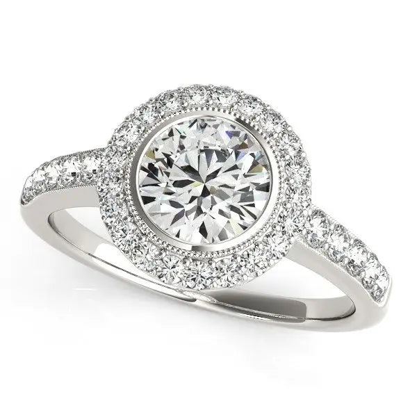 14k White Gold Pave Style Diamond Engagement Ring (1 3/8 cttw)Monde Trend