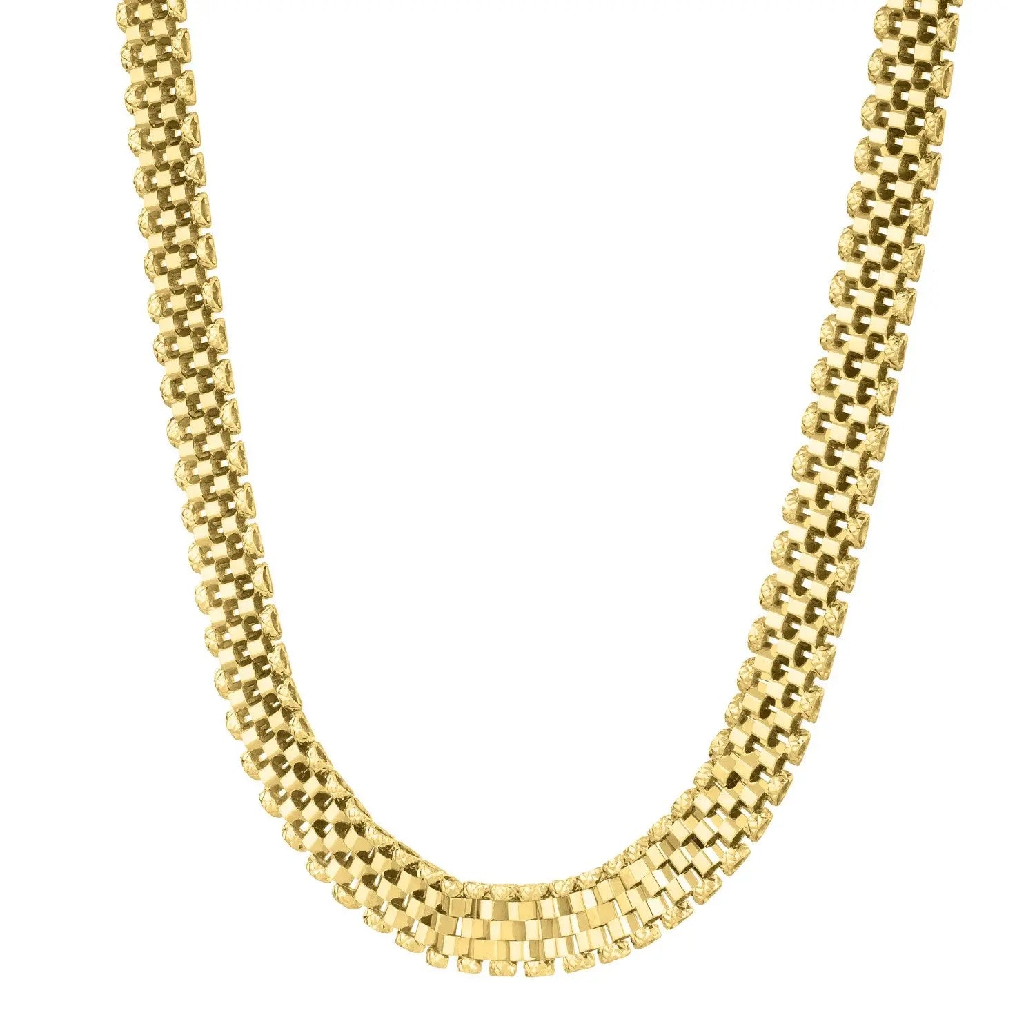 14k Yellow Gold Faceted Panther Link Chain Necklace RCJ