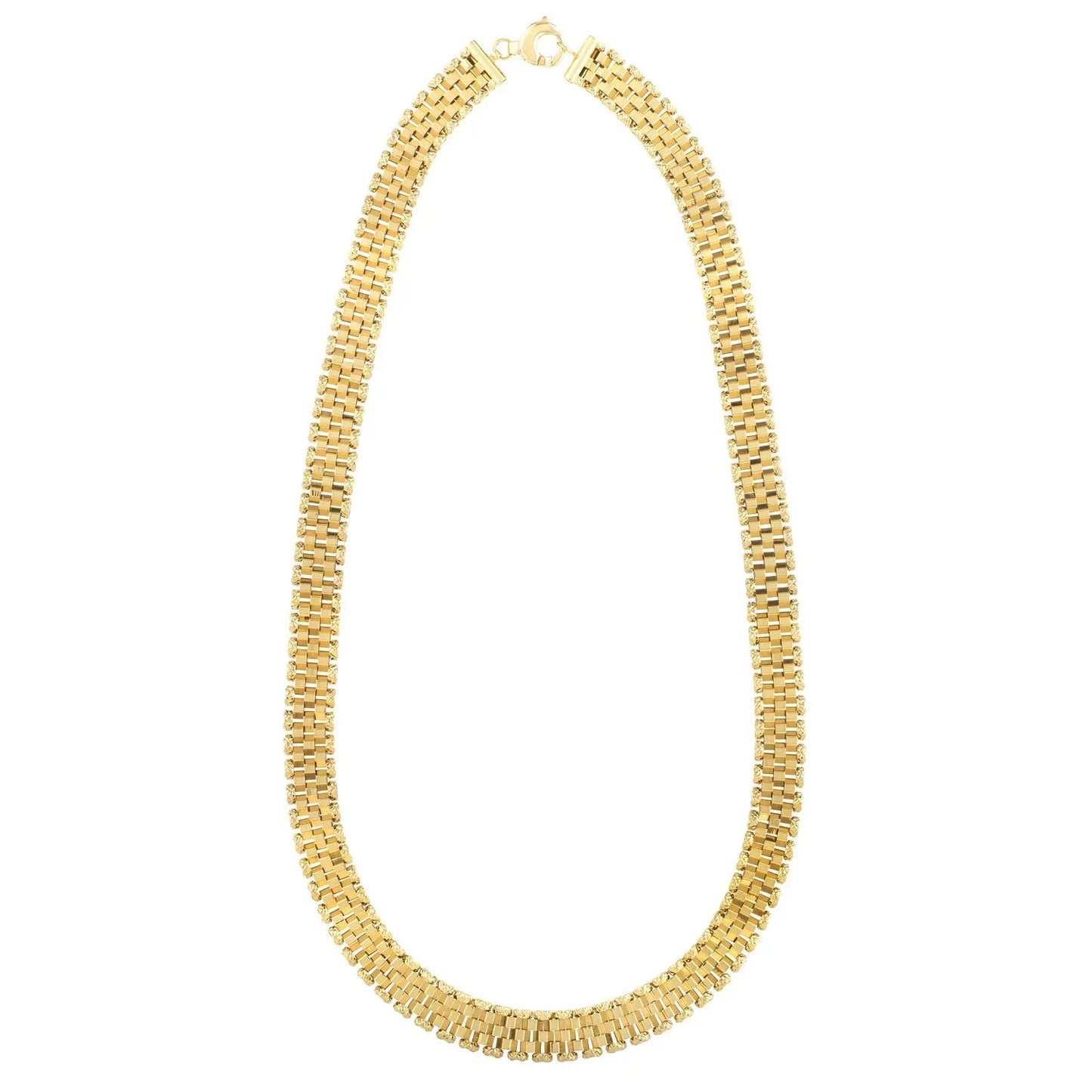 14k Yellow Gold Faceted Panther Link Chain Necklace RCJ