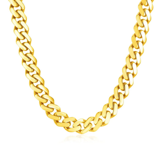 14k Yellow Gold Polished Miami Cuban Chain Necklace RCJ