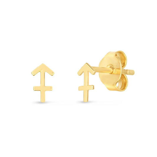 14k Yellow Gold Sagittarius Stud Earrings RCJ