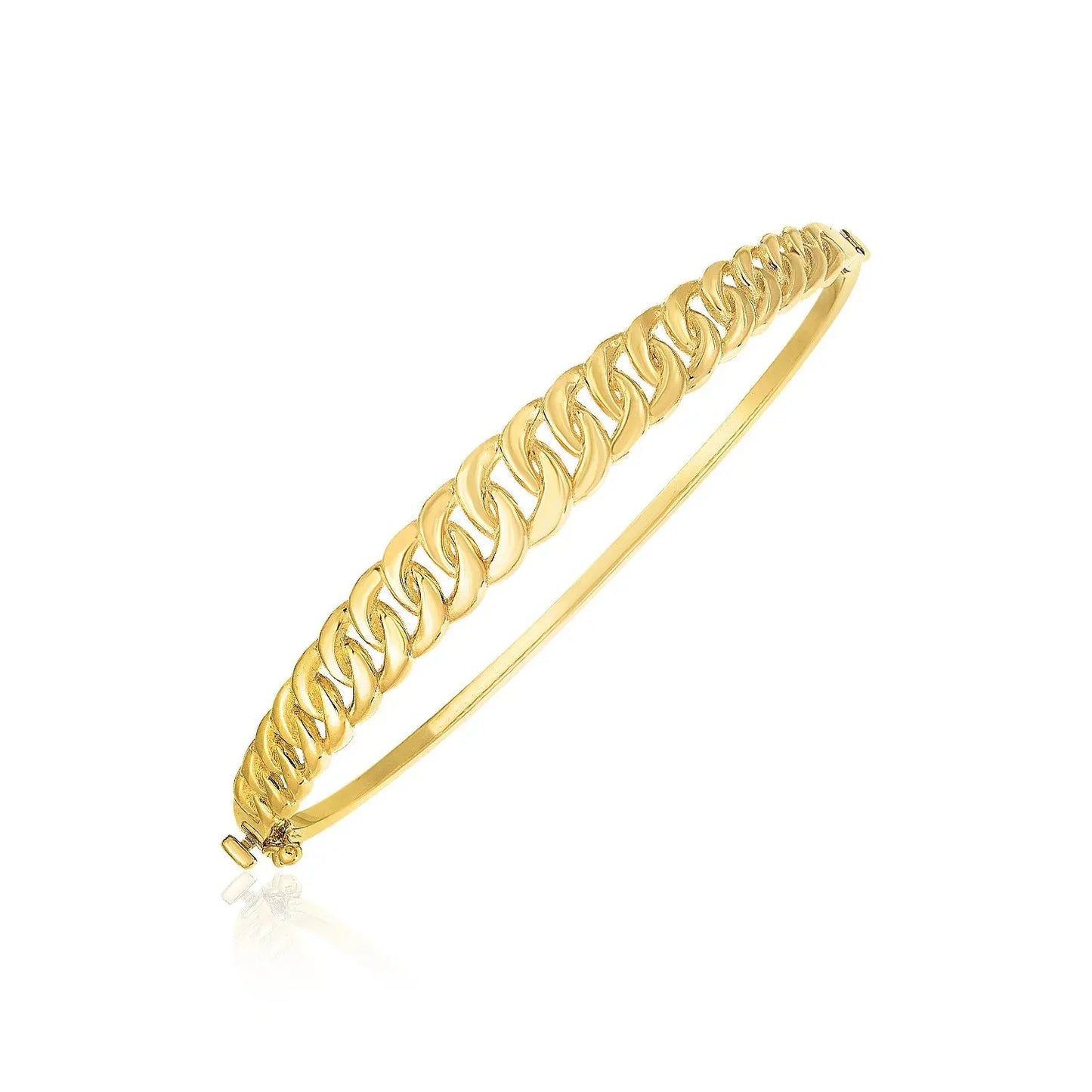 14k Yellow Gold High Polish Curb Chain Link Bangle (8.40 mm) RCJ