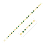 14k Yellow Gold Malachite Geometric Mirror Gem Chain Bracelet (5.00 mm) RCJ