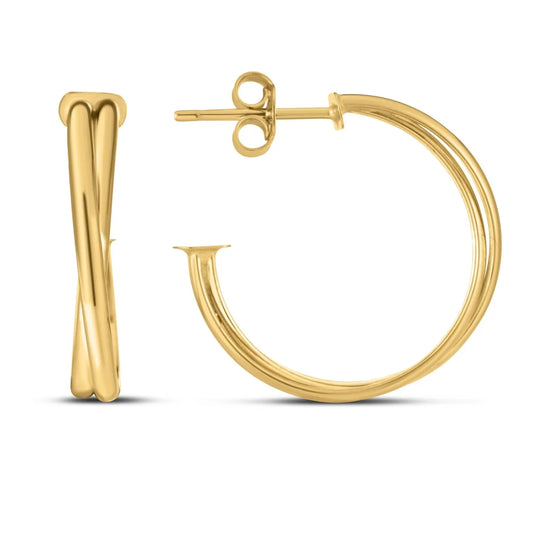 14k Yellow Gold Large Crossover Hoops RCJ