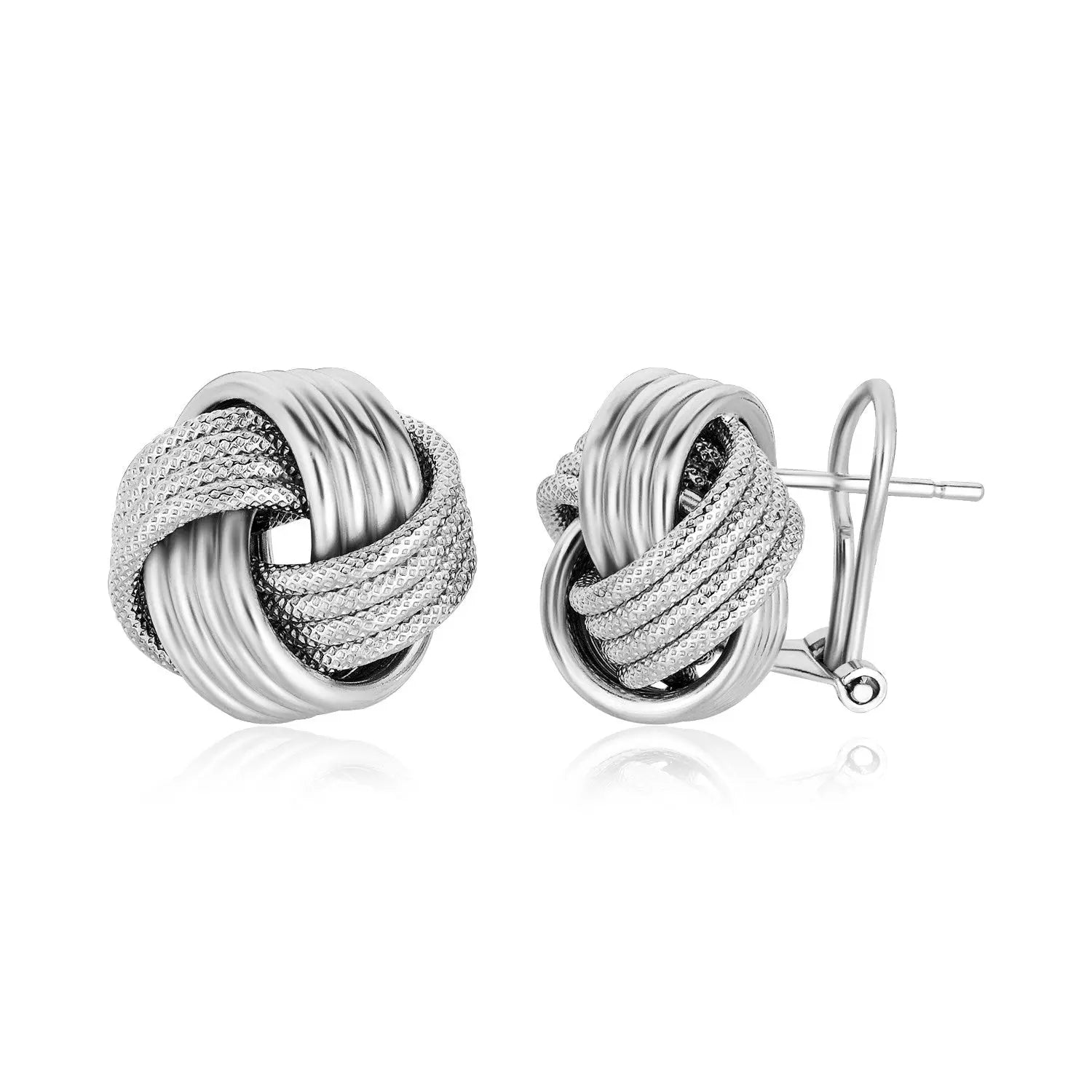 Sterling Silver Groove Textured Love Knot Earrings(14mm) RCJ