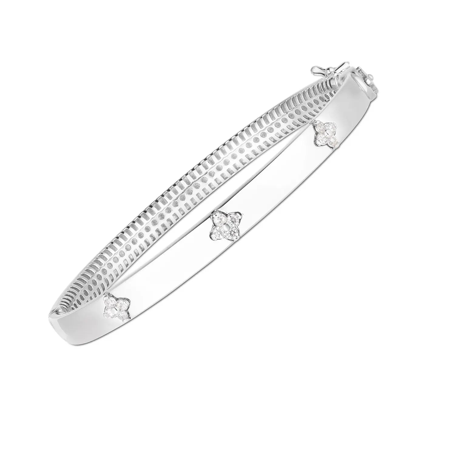 14k White Gold Trilogy Diamond Bangle (5.40 mm) RCJ