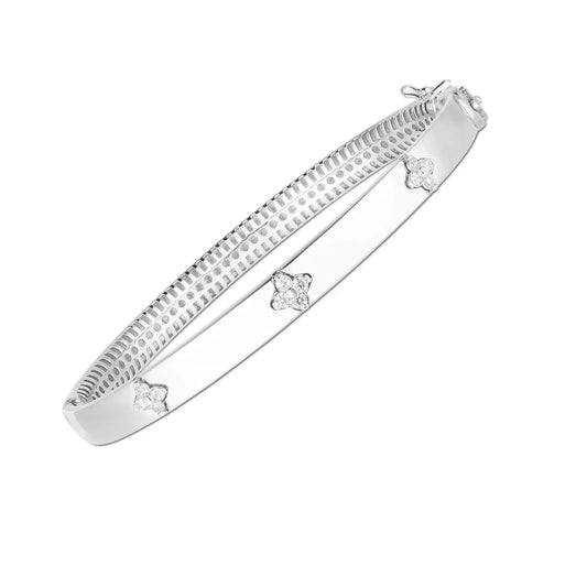 14k White Gold Trilogy Diamond Bangle (5.40 mm) RCJ