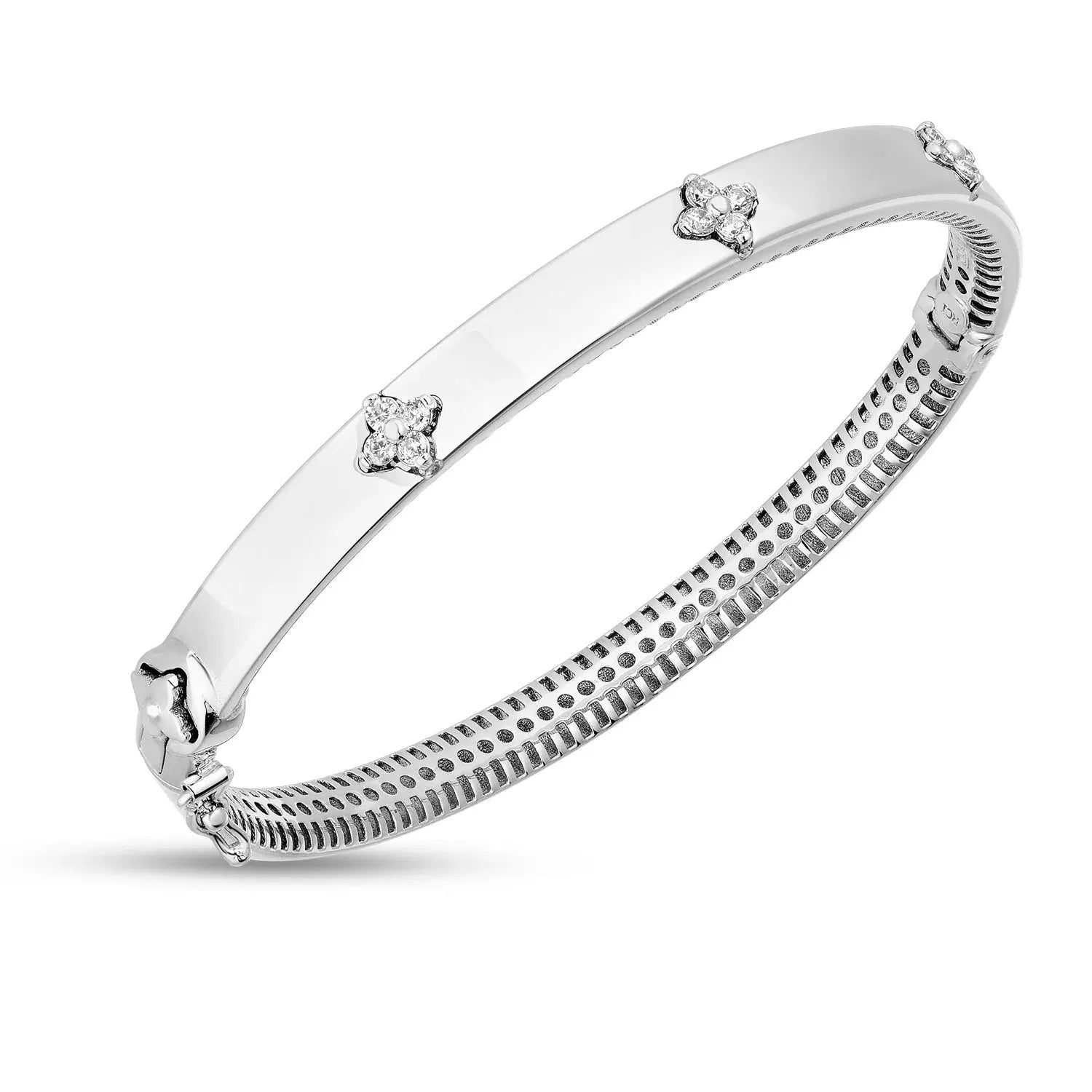 14k White Gold Trilogy Diamond Bangle (5.40 mm) RCJ