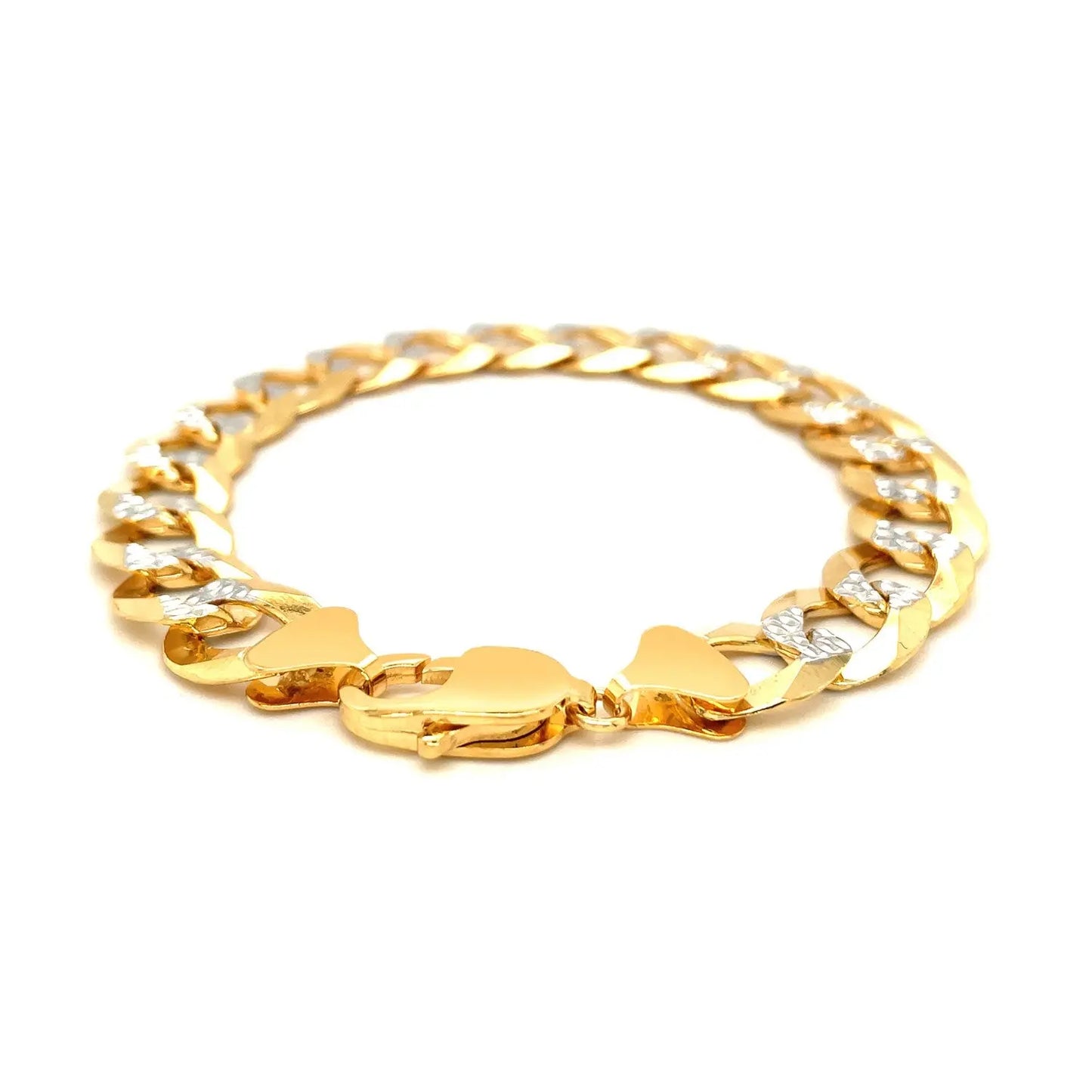 14k Two Tone Gold Pave Curb Bracelet (12.18 mm)Monde Trend