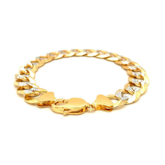 14k Two Tone Gold Pave Curb Bracelet (12.18 mm)Monde Trend