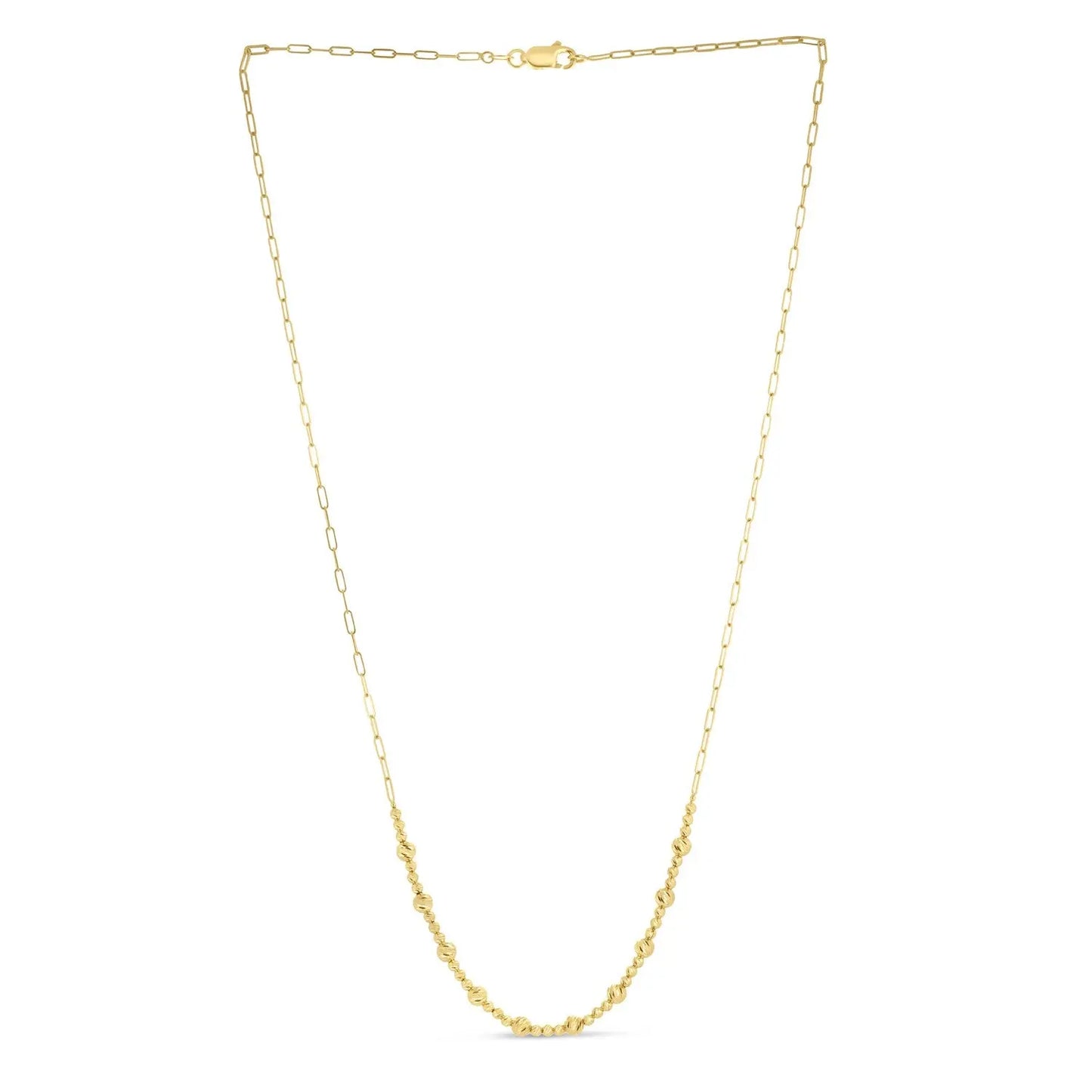 14k Yellow Gold Bead Paperclip Necklace RCJ