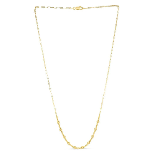 14k Yellow Gold Bead Paperclip Necklace RCJ