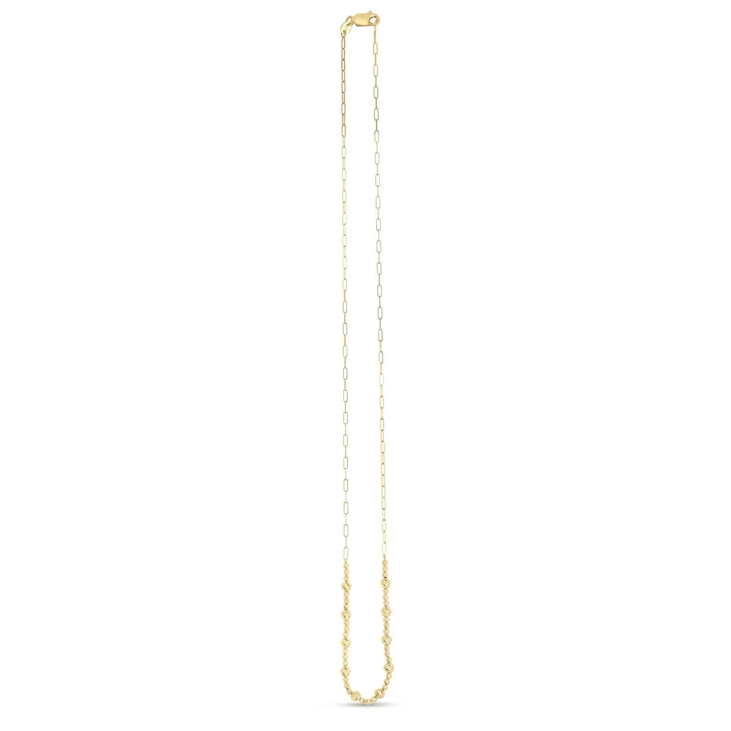 14k Yellow Gold Bead Paperclip Necklace RCJ