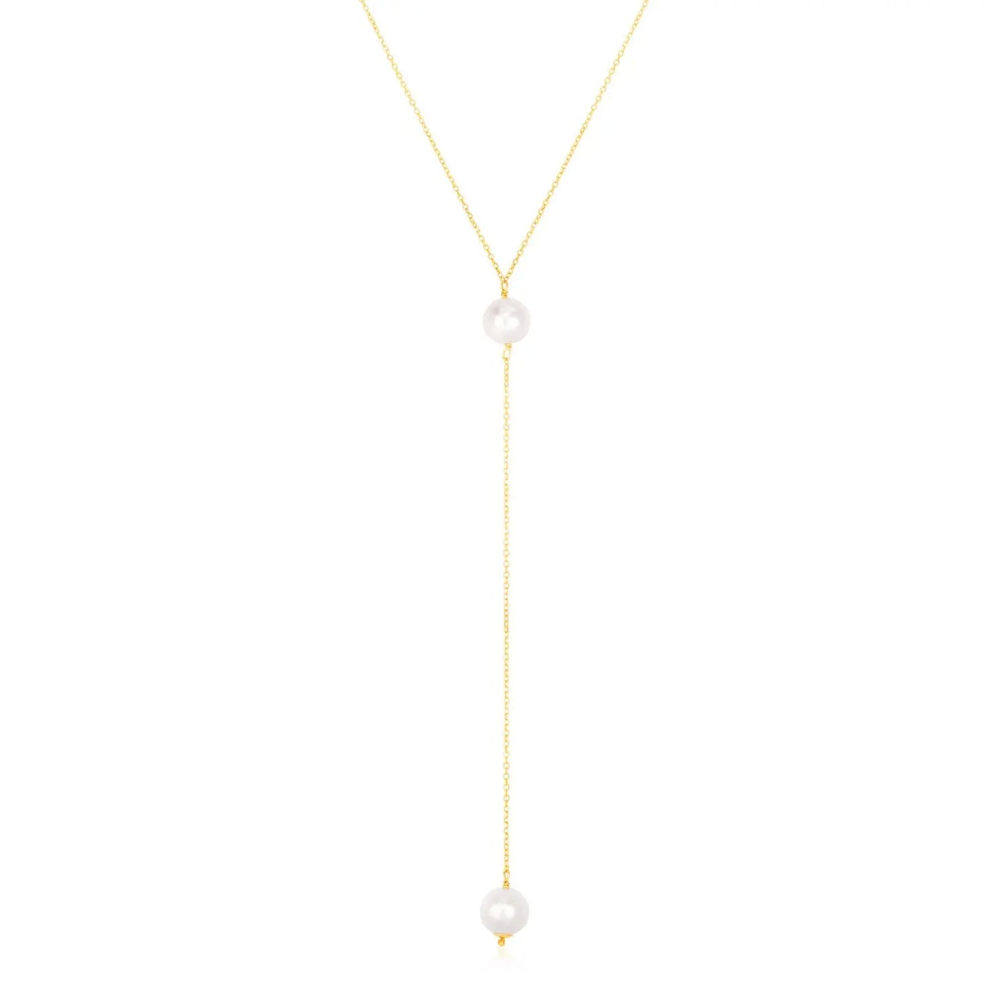 14k Yellow Gold Lariat Necklace with Pearls RCJ