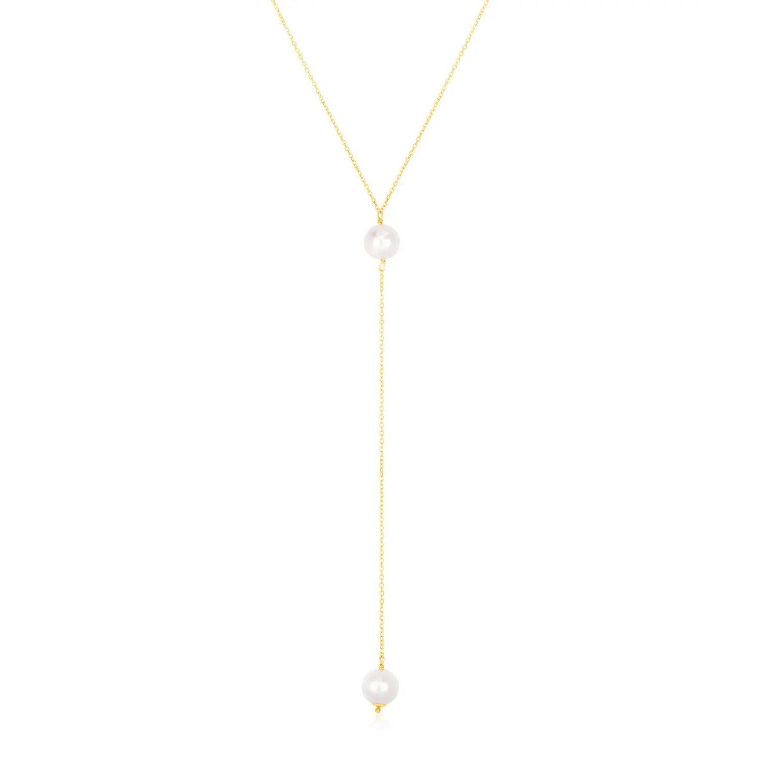 14k Yellow Gold Lariat Necklace with Pearls RCJ