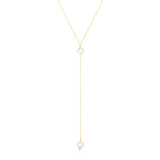 14k Yellow Gold Lariat Necklace with Pearls RCJ