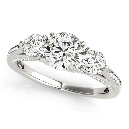 14k White Gold 3 Stone Style Round Diamond Engagement Ring (1 3/4 cttw)Monde Trend