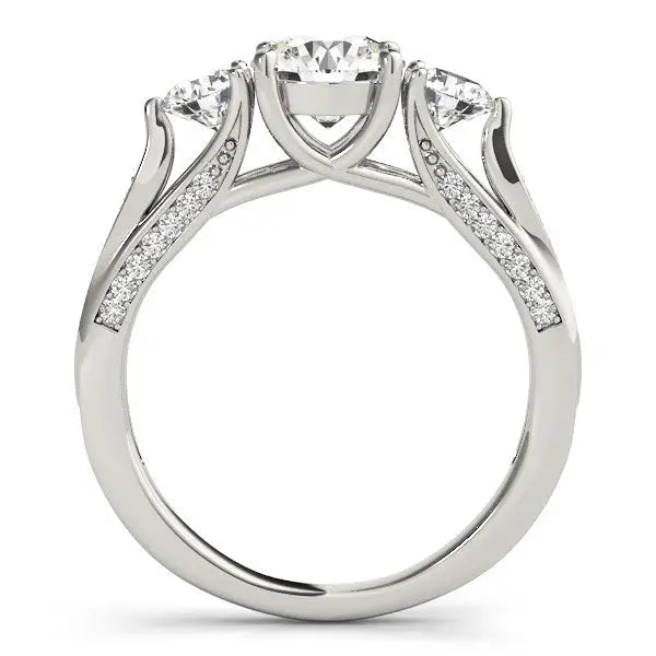 14k White Gold 3 Stone Style Round Diamond Engagement Ring (1 3/4 cttw)Monde Trend