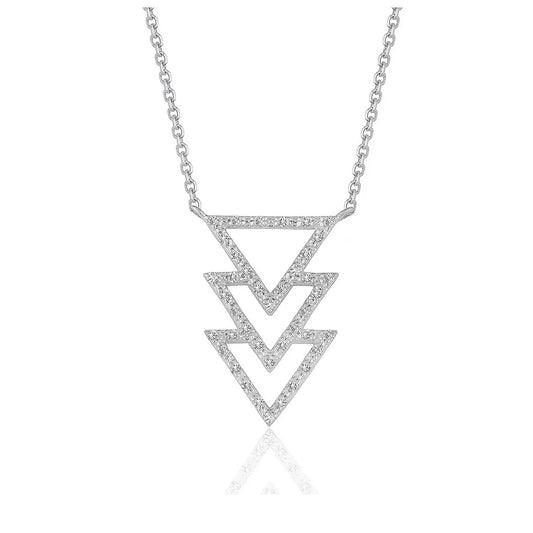 Triple Triangle Pendant with Diamonds in 14k White Gold (1/5 cttw) RCJ