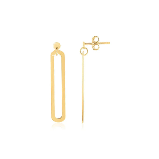 14K Yellow Gold High Polish Single Paperclip Link Drop Earrings RCJ