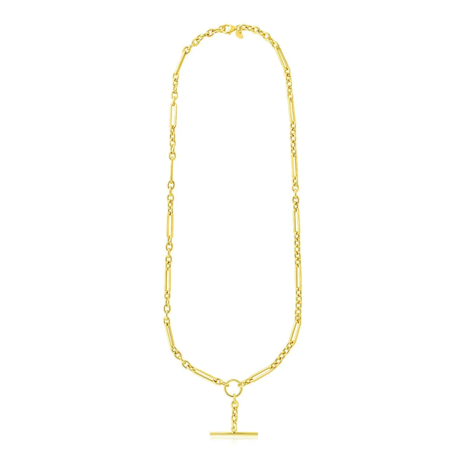 14k Yellow Gold Alternating Oval and Round Chain Necklace with Toggle RCJ