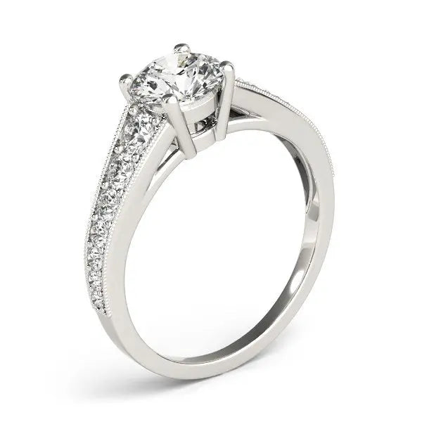 14k White Gold Antique Tapered Shank Diamond Engagement Ring (1 3/8 cttw)Monde Trend