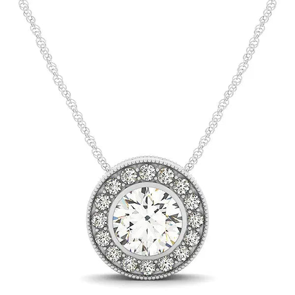 Diamond Halo with Center Bezel in 14k White Gold (5/8 cttw) RCJ