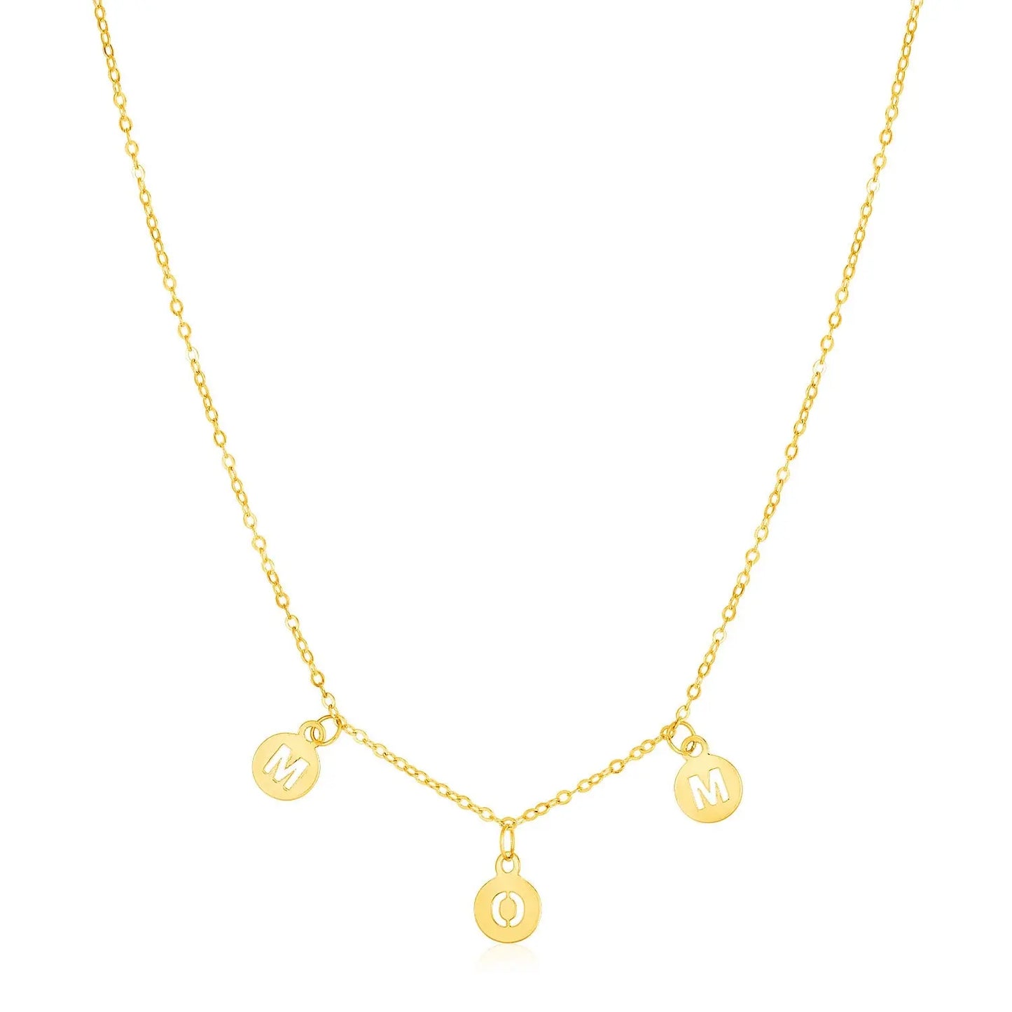 14k Yellow Gold Mom Necklace with Circle Drops RCJ