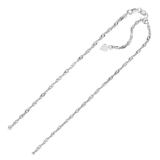 Sterling Silver 1.5mm Adjustable Singapore Chain (1.50 mm) RCJ