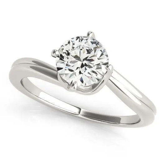 14k White Gold Bypass Style Solitaire Round Diamond Engagement Ring (1 cttw)Monde Trend