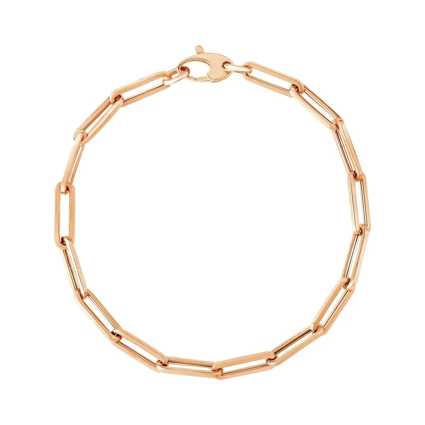 14K Rose Gold Bold Paperclip Chain Bracelet (4.20 mm)Monde Trend