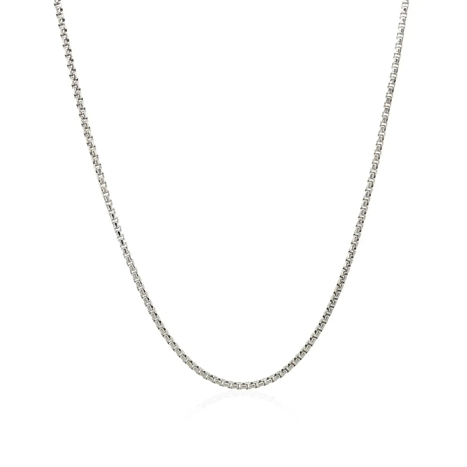 Sterling Silver Rhodium Plated Round Box Chain (1.30 mm) RCJ