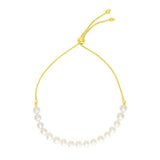 14k Yellow Gold Adjustable Friendship Bracelet with Pearls RCJ