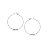 Sterling Silver Rhodium Plated Thin Large Polished Hoop Earrings (2x40mm) RCJ