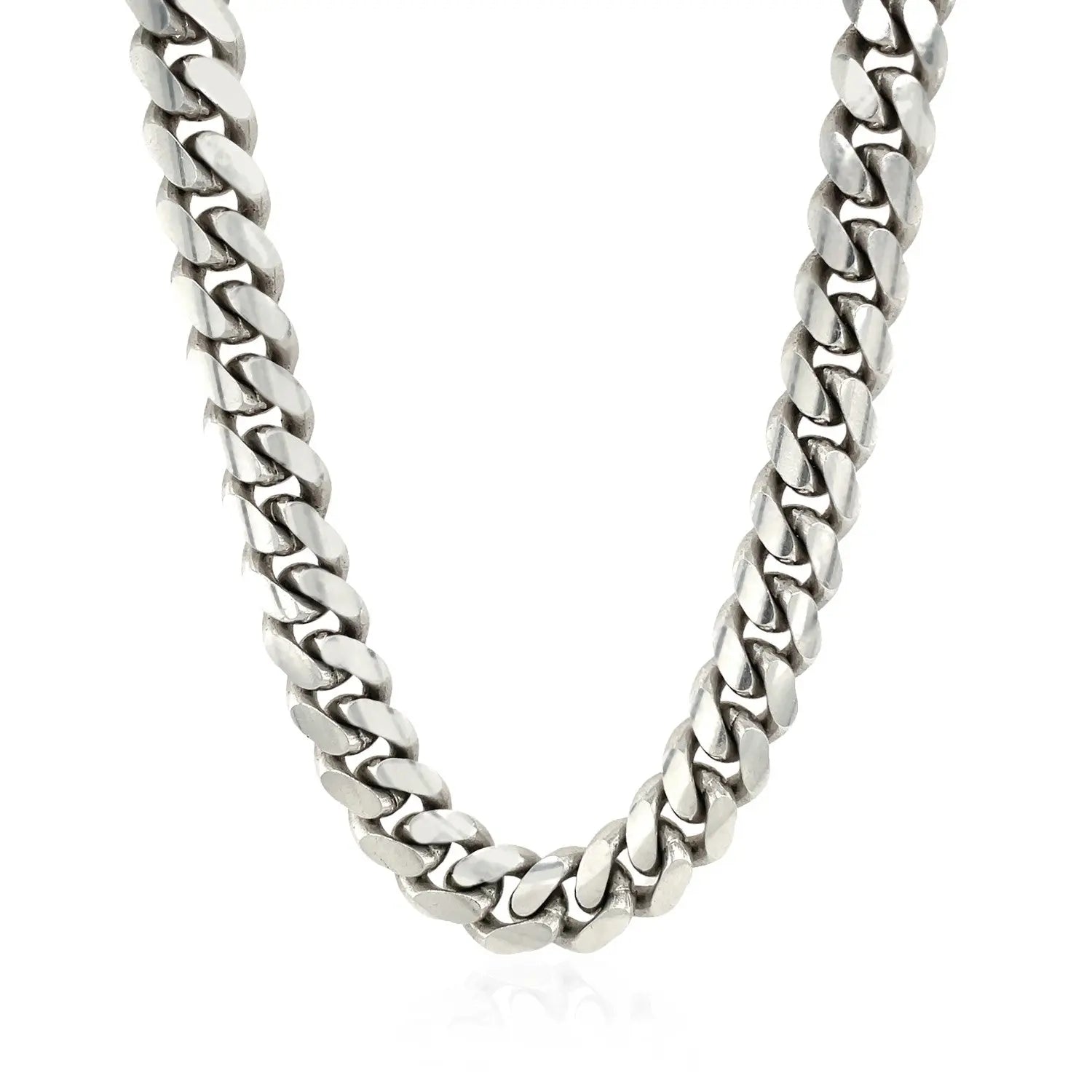 Sterling Silver Rhodium Plated Miami Cuban Chain (9.80 mm) RCJ