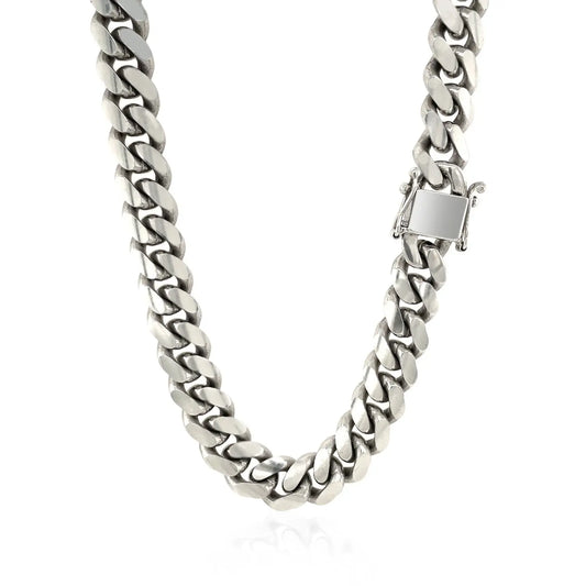 Sterling Silver Rhodium Plated Miami Cuban Chain (9.80 mm) RCJ