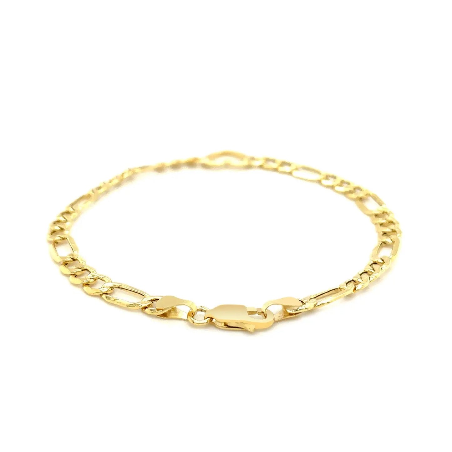 14k Yellow Gold 7 inch Figaro Chain Bracelet with Heart (4.50 mm) RCJ